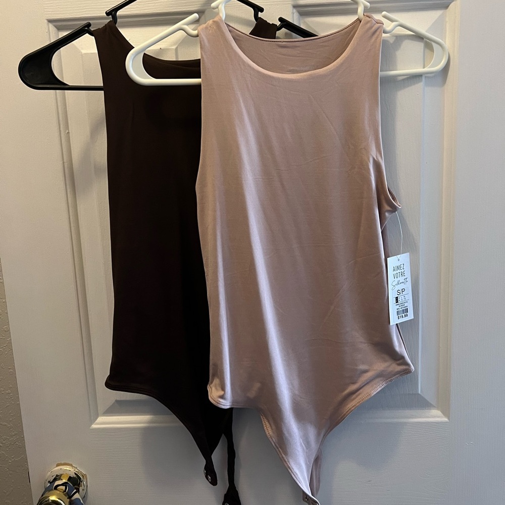 Tan bodysuit comes with tag, brown used once